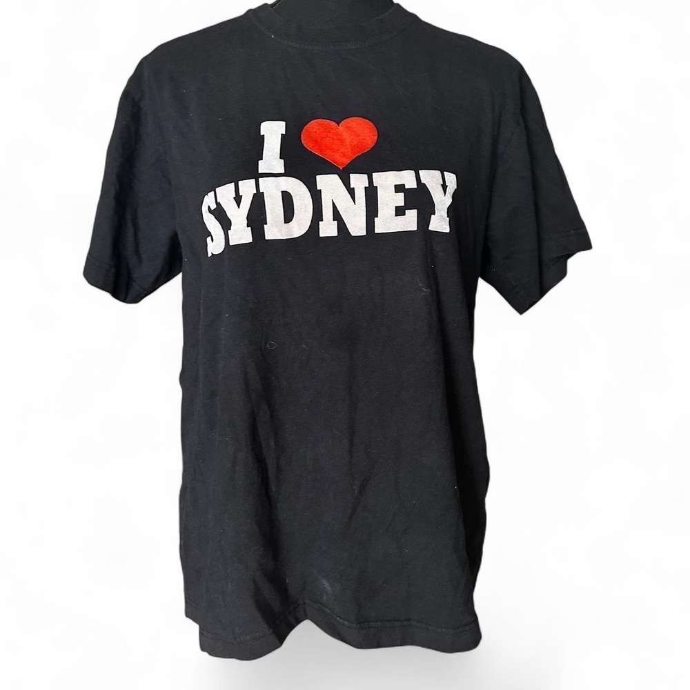 Samsousan I Heart Sydney Souvenir T-Shirt Black Graphic Tee Womens Medium